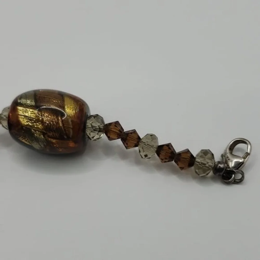 Elegant Glass Bead Bracelet Gold‎ Black Brown Crystal Accents Silver Clasp